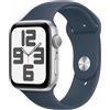 Apple Watch SE GPS - Smartwatch con Cassa 44mm in Alluminio Argento con Cinturino Sport Blu Tempesta - S/M - MREC3QL/A