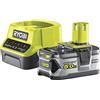 Ryobi RC18120-150 Kit Ryobi con Caricabatterie e 1 Batteria da5.0Ah al Litio 18V ONE+, con 4 Indicatori di Stato di Carica, Grande Autonomia