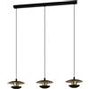 Eglo Led lampada a sospensione Nuvano, lampada a sospensione a tre luci, illuminazione a sospensione in metallo in nero e oro, lampada da tavolo da pranzo, GU10