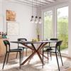 DEGHI Tavolo 160x90 cm con top antracite e gambe incrociate rovere scuro - Focal