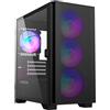 Montech AIR 100 ARGB Micro-ATX Tower con quattro ventole ARGB preinstallate, design ultra minimalista, pannello frontale a rete fine, flusso d'aria elevato, vetro temperato girevole laterale, nero