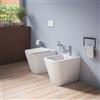 Parama Coppia sanitari in ceramica filomuro vaso rimless, bidet e copri-wc bianco opaco | Kyoto