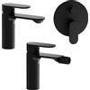 Parama Set miscelatori: lavabo bidet senza scarico e incasso doccia c/deviatore nero opaco | Kerry