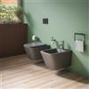 Parama Coppia sanitari in ceramica sospesi vaso rimless, bidet e copri-wc grigio opaco | Kyoto