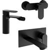 Parama Set miscelatori: lavabo ad incasso bidet senza scarico ed esterno doccia nero opaco | Kerry