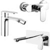 Parama Set miscelatori: lavabo ad incasso bidet senza scarico ed esterno doccia cromato | Kerry