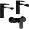 Parama Set miscelatori: lavabo bidet senza scarico ed esterno doccia nero opaco | Kerry