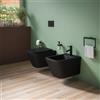 Parama Coppia sanitari in ceramica sospesi vaso rimless, bidet e copri-wc nero opaco | Kyoto