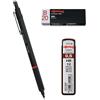 rOtring Rapid Pro - Matita Rapid Pro da 0,5 mm, colore nero, set di ricariche Tikky ad alta polimeri, 0,5 mm, HB e gomma B20