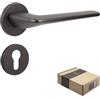 APECS Maniglie per porte interne moderne, maniglia per porta interna con rosetta quadrata, maniglia grafite opaca, guarnitura con materiale di fissaggio, accessorio per porta, modello CAPELLA PZ