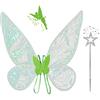 71Nmly Ali di Fata, da Principessa, Farfalla per Bambini e Adulti, Costume Ali d'Angelo, Ali Trasparenti Scintillanti per Compleanni, Feste a Tema Chrismas, Halloween (Verde)
