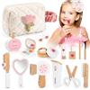 TUSEASY Set Trucco in Legno da 16 Pezzi per Bambini e Parrucchieri, Giochi di Ruolo, Regali dai 3 4 5 Anni
