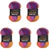 Wollbiene 5 gomitoli di lana Batik Fine da 100 g, 500 g, con gradiente, multicolore (5600 lilla, arancione