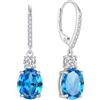 FJ Orecchini Pendenti Ovale Argento 925 Orecchini Acquamarina Pietre Portafortuna Marzo Gioielli Regalo per Donna