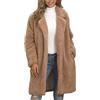 Generic Women's Faux Fur Coat Warm Lapel Collar Outwear Winter Overcoat Solid Color Casual Coats Loose Fit Trendy Outerwear D-28