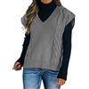 Generic Donne Tinta unita Scollo A V Maglia Maglione Gilet Senza Maniche A Quadri Maglieria Serbatoi Bunny Maglione Gilet, Grigio, M