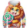 SAFGTXHTR Unisex Bambino Leone Felpe con Cappuccio 3D Stampare Kids Hoodie Manica Lunga Casual Maglione Hoodie Pullover con Cappuccio E Tasca A Marsupio 6-15 Anni