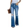 Suncadmious Jeans da Donna con Fondo a Campana Svasato Jeans a Vita Alta con Gamba Larga Pantaloni in Denim Elasticizzato (Blu,S)