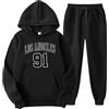 Fulidngzg Felpa Uomo Donna Jogging Sportiva Set, 2 Pezzi Completo con Stampato, 2 Pezzi Jogging Sportiva Set Autunno Inverno,Unisex Felpa con Cappuccio in Plie e Pantaloni,Tuta Uomo Donna 2 Pezzi