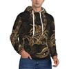 JEJEA Felpa con cappuccio casual da uomo con stampa di scorpione dorata, a maniche lunghe, comoda felpa traspirante con cappuccio da palestra con tasca, Nero , XL