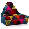 Ecopuf - Poltrona Pouf Keiko Patchwork - Pouf con perle di polistirolo - Borsa in tessuto robusto - Sedia da salotto - Arredamento - Poltrona misura M - 100x80x85 cm - Azzurro A6