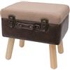 HMF - Sgabello vintage con vano portaoggetti in legno, 40 x 32 x 39 cm, colore: marrone, classico