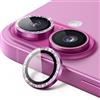JETech Pellicola Fotocamera per iPhone 16 6,1 Pollici e iPhone 16 Plus 6,7 Pollici, Glitter Scintillant 9H Vetro Temperato Anello Metallico Individuale Cover, HD Chiaro, 1 Set (Rosa)