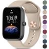 Wanme Cinturino per Amazfit Bip/Bip 3 /Bip 3 Pro Smartwatch, Largo 20 mm Cinturini in Silicone Originale Compatibile con Amazfit Bip S/Bip Lite/Bip U Pro Donna Uomo, Tè Al Latte