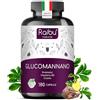 RAIBU GLUCOMANNANO, 4.100 mg per Dose Giornaliera - Glucomannano Naturale con Cromo, Vitamina B3 e Probiotici - Fibra vegetale, integratore ad alto dosaggio, 180 Capsule