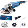 Bosch Professional smerigliatrice angolare GWS 2400 J (Ø disco 230 mm, pot. 2.400 W, per tagliare e smerigliare, avviam. graduale e prot. contro riavvio accidentale, impugn. supplem. e cuffia prot.)