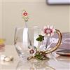 PPEA Tazza da tè in vetro smaltato con girasole senza piombo, con cucchiaio, regalo per Natale, San Valentino. Il miglior regalo per mamma, nonna, fidanzata, sorella.