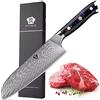 WILDMOK Coltello da Cuoco 20 cm Coltelli da Cucina con Lama di Damasco Forgiata con Anima in Acciaio Giapponese VG10 Ultra Affilato, Coltelli da Cuoco in Acciaio di Damasco e Manico in