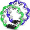 Flexzion Flower - Tamburello portatile da 20,3 cm, con sonagli in metallo e impugnatura ergonomica, piccoli tamburelli per adulti, bambini, chiesa, feste ed eventi musicali (confezione da 2, blu e