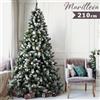 BAKAJI Albero Di Natale Innevato Marilleva 210 cm 1098 Rami Super Folto con Pigne