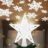 BAKAJI Puntale Proiettore LED per Albero di Natale Forma Stella Bianco Gioco di Luce