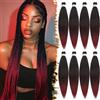 BARSDAR Pre-Stretched Braiding Hair, 66cm 8 Confezioni Ombre Rosso Lunga Braiding Hair Pre-Stretched Yaki Texture Hot Water Sintetici Africane Extension Capelli - T1B/900#