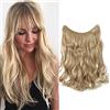 Silk-co 50cm Extension Filo Invisibile Capelli Finti Mossi Fascia Unica Wire in Hair Extension Extension Filo Trasparente-Cenere Mix Biondo