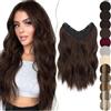 SEGO Extension Capelli Clip 1PCS Estensioni Clip in Hair a FORMA DI U Ricci Ondulati Sintetici Posticci Mossi Donna 45cm Marrone medio