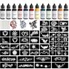 PFARRER Tatuaggi temporanei del tatuaggio di colore 12 bottiglie, 49 grandi pezzi Stencils Kit per la pittura del corpo fai da te falsi tatuaggi per i bambini ZYH2309002KIT