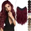SEGO Extension Capelli Clip 1PCS Estensioni Clip in Hair a FORMA DI U Ricci Ondulati Sintetici Posticci Mossi Donna 45cm Rosso vino