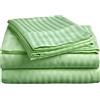 HUNTER BEDDING Set di 4 lenzuola in 100% cotone egiziano a fiocco lungo + 1 copripiumino con cerniera, 400 fili, con lenzuolo con angoli profondi 38 cm, a righe salvia, set da 5 pezzi per letto matrimoniale