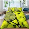 Generic Copripiumino una Piazza e Mezza Tennis, Set di Biancheria da Letto Racchetta da Tennis in Morbida Microfibra Stampata in 3D con Cerniera Copripiumino 200x200 cm con 2 Federe D1479