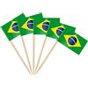 AhfuLife 100 Bandiera Stuzzicadenti Brasile da Cocktail, Bandiere Stuzzicadenti per Panini, Cibo, Tazze di Carta, Torte, Frutta, Stoviglie, Forniture per Feste, Decorazioni Bar (100 pezzi, Brasile)