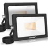 MEIKEE Faretto LED da Esterno, 60W, 5200LM, Faretti a LED per esterni Impermeabile IP66, Potenti luci 72 LED Interna ed Esterna 2700K Bianco Caldo Per Giardino Cortile Garage Piazza - 2 Pezzi