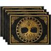 Artoid Mode Set di 4 tovagliette dorate vichinghe con rune Futhark, albero della vita di Odino, tovagliette lavabili per vacanze, cucina, feste, decorazioni