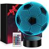 Polemera Regalo bambino 5 6 7 8 9 10 11 12 anni maschio, 3D Calcio Lampade con 16 colori cambia da telecomando, Regali di compleanno per ragazzi, ragazze e adolescenti, regalo comunione bambino