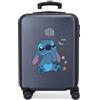 Disney Stitch Excited Luggage - Bagaglio per bambini, unisex per bambini, Excited Blue Side Combination Lock 4 ruote bagaglio a mano è realizzato in ABS, un materiale rigido e leggero.