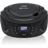 Roadstar CDR-375D+/BK Radio CD Player Portatile DAB/DAB+ / FM, Lettore CD-MP3, CD-R, CD-RW, Porta USB, Stereo, Telecomando, AUX-IN, Uscita Cuffie, Nero