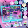 Fanrui 7 colori cancella a secco acrilico con la luce, multicolore 11,8 X 7,9 Controllo remoto Bacheca Messaggi LED,Desktop nota di Memo lettera LED in vetro lavagna regali per bambini