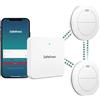 Safeliveo Rilevatore di fumo interconnesso WiFi, rilevatore di fumo con batteria da 10 anni, set da 2 con stazione base, certificato TUV Rheinland, set di allarme fumo con controllo tramite app